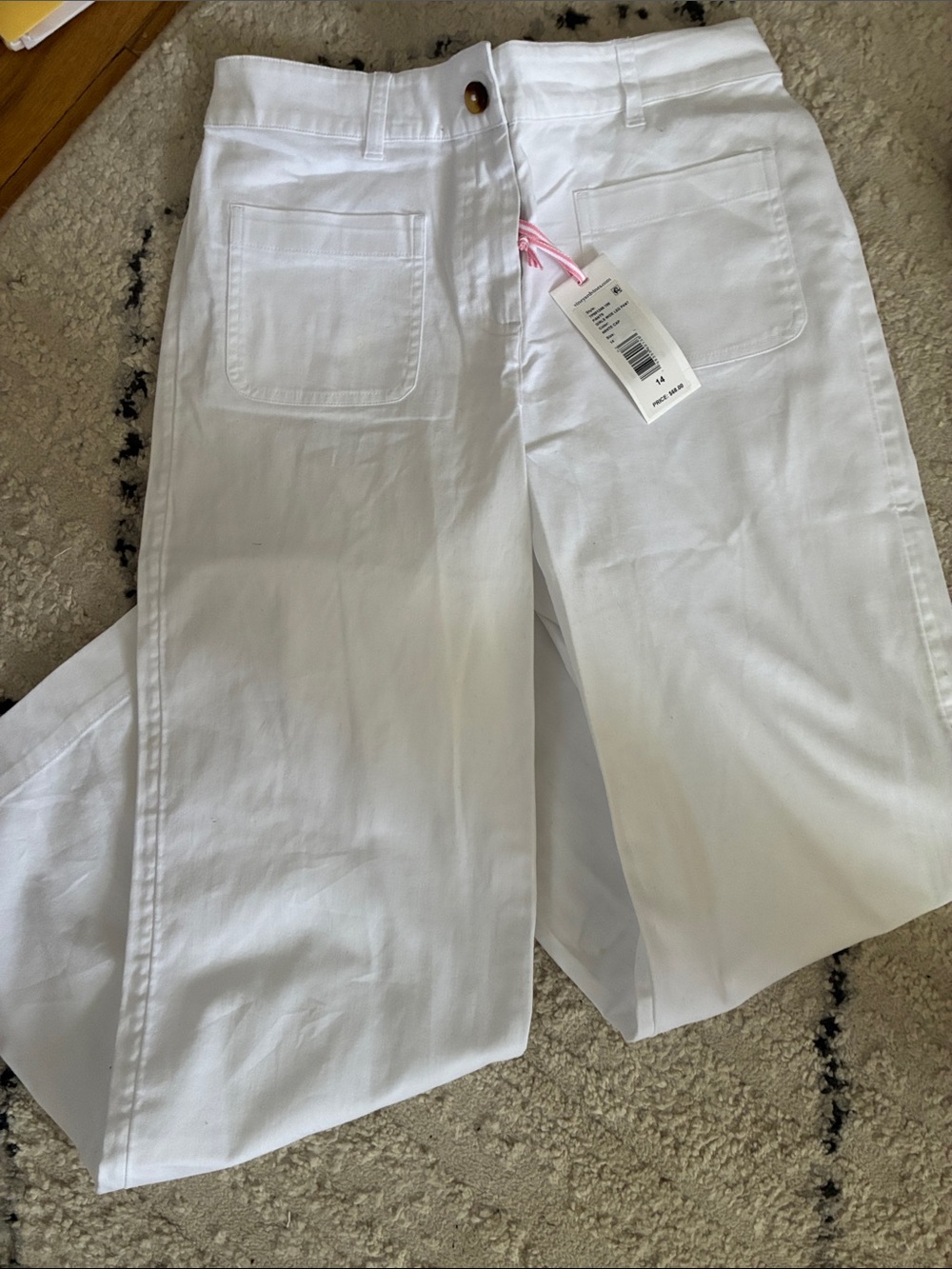 Vineyard Vines White Wide-Leg Jeans with Front Patch Pockets